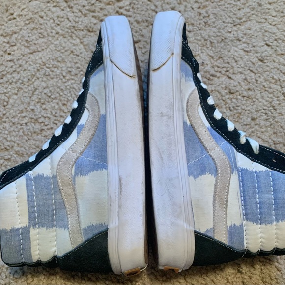 ❣️❣️SOLD❣️❣️HIGH TOP Black Suede LBLUE /WHITE SQUARES Canvas Men- 7 Women-8.5 - Picture 6 of 14